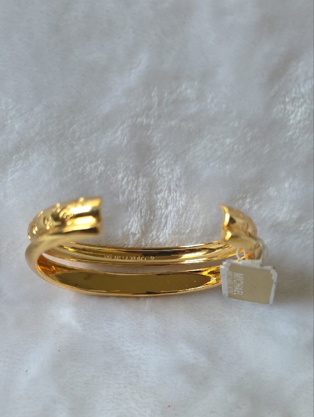 Michael Kors Shiny Gold Double-Row Logo Cuff Bracelet - Picture 5 of 8